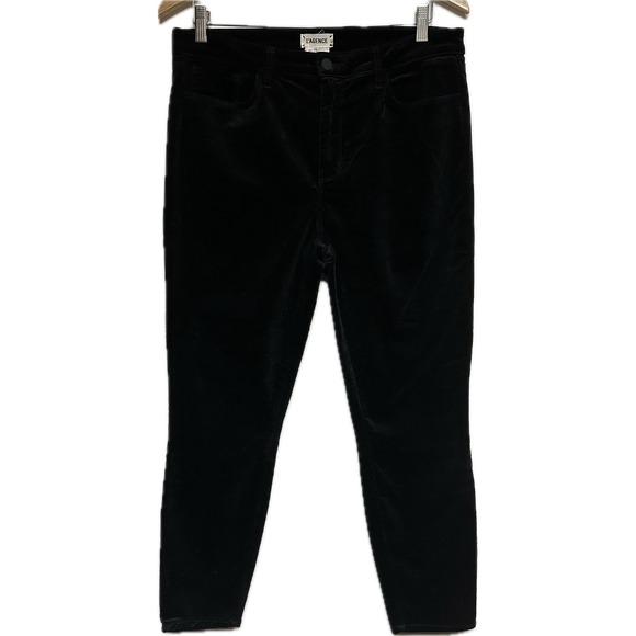 L'AGENCE Denim - L'AGENCE Marguerite Velvet High Rise‎ 32 Jean Stretch Skinny Noir Black US